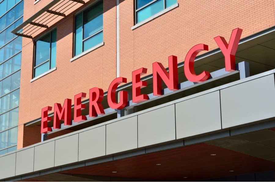 Emergency sign on a hospital building