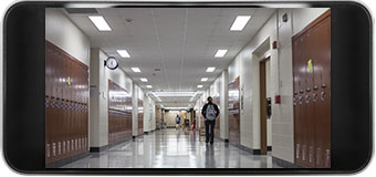 school hallway camera footage on mobile