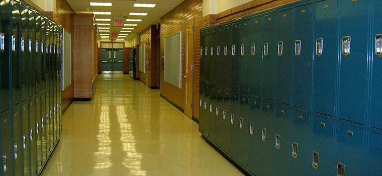 The hallway of a school