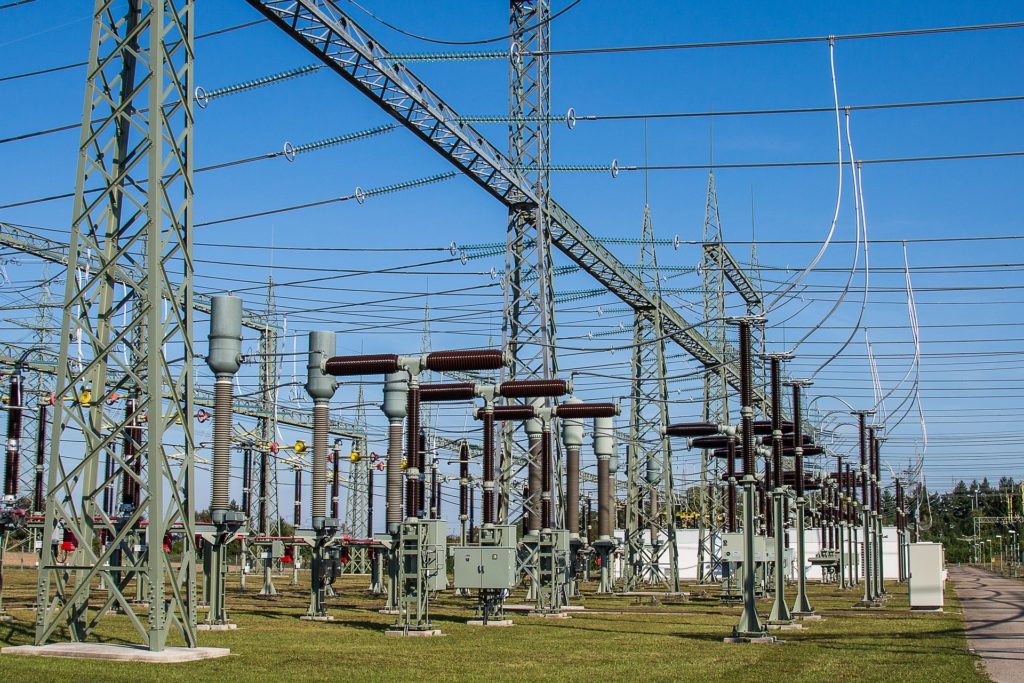 The structure and wiring of an electrical substation