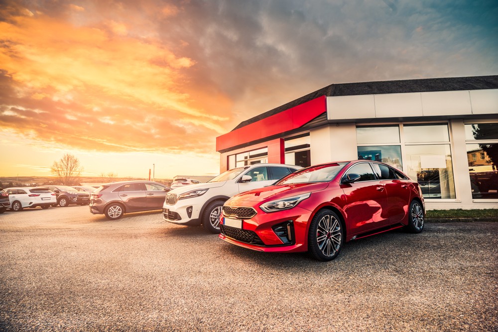 Cars in dealership lot