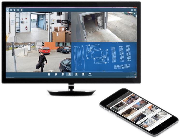 Axis camera station on monitor
